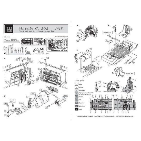 Sbs 48017 1/48 Macchi C 202 Folgore Cockpit Set For Hasegawa Kit Resin Model Kit