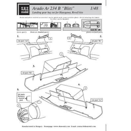 Sbs 48026 1/48 Arado Ar-234 Wheel Bays For Revell/Hasegawa Kit Resin Model Kit