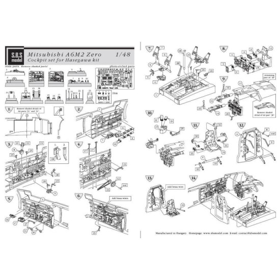 Sbs 48028 1/48 A6m2 Zero Zeke Cockpit Set For Hasegawa Kit Resin Model Kit