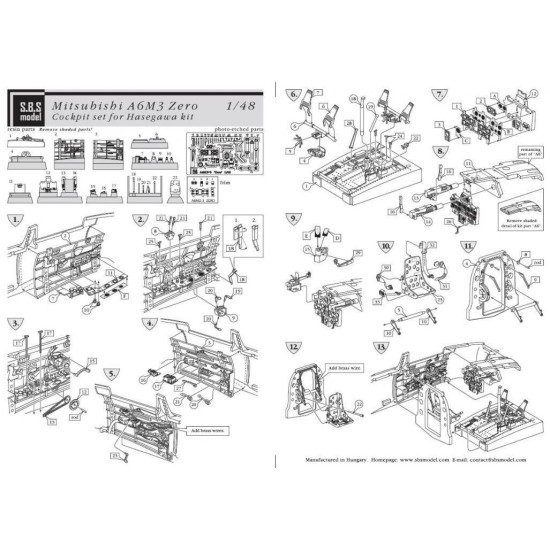 Sbs 48029 1/48 A6m3 Zero Hamp Cockpit Set For Hasegawa Kit Resin Model Kit