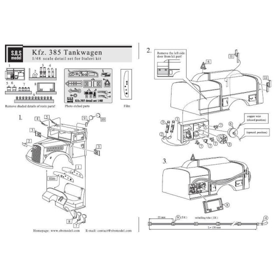 Sbs 48032 1/48 Kfz 385 Opel Blitz Tankwagen Detail Set For Italeri Kit