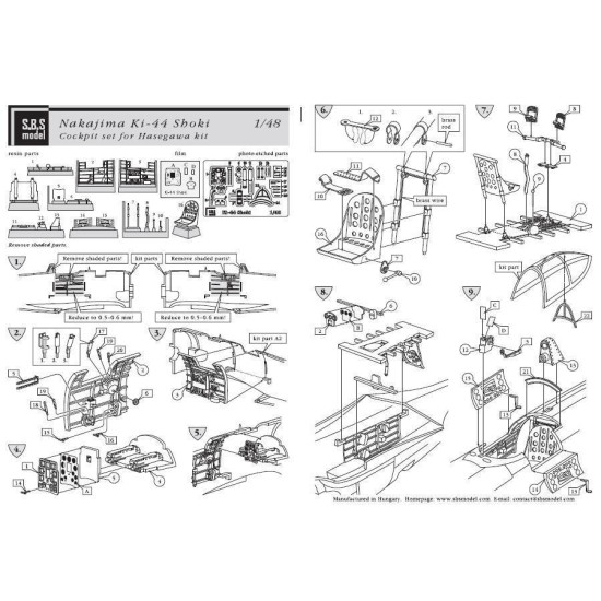 Sbs 48038 1/48 Ki-44 Shoki Tojo Cockpit Set For Hasegawa Kit Resin Model Kit