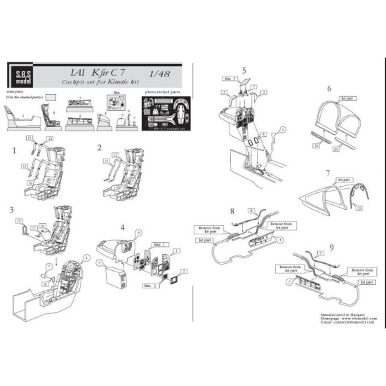 Sbs 48044 1/48 Iai Kfir C7 Cockpit Set For Kinetic Kit Resin Model Kit