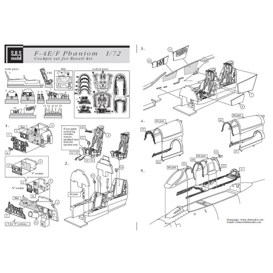 Sbs 72004 1/72 F-4e / F Phantom Cockpit Set For Revell Kit
