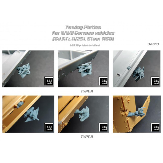 Sbs 3d017 1/35 Towing Pintles For Ww Ii German Vehicles Sd Kfz 11/251 Rso