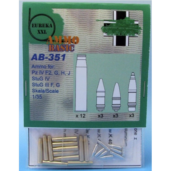 Eureka Ab-351 1/35 Ammo 7,5 Cm For Kw.k.40/Stu.k.40 L/43 And L/48 12pcs