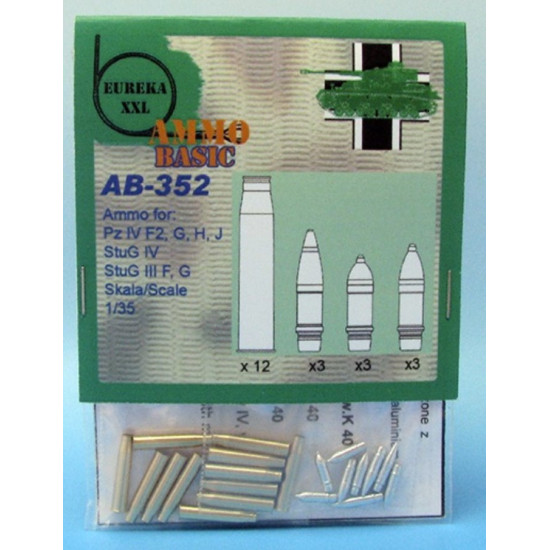 Eureka Ab-352 1/35 Ammo 7,5 Cm For Kw.k.40/Stu.k.40 L/43 And L/48 12pcs