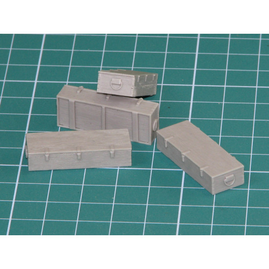 Eureka E-017 1/35 Wooden Ammo Boxes For 12.8 Cm Pak 44/Kw.k. Maus 4pcs Resin