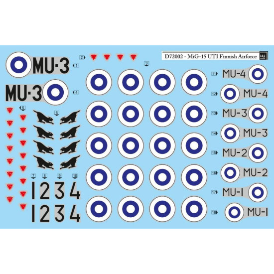 Sbs D72002 1/72 Decal For Mig-15 Uti Finnish Air Force