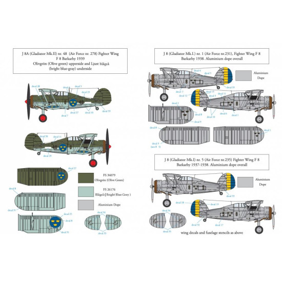 Sbs D72005 1/72 Decal For Gloster Gladiator In Swedish Service Vol I