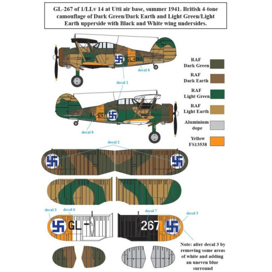 Sbs D72008 1/72 Decal For Gloster Gladiator In Finnish Service Ww Ii