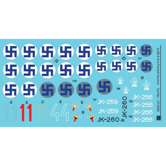 Sbs D72009 1/72 Decal For Junkers Ju-88 A-4 In Finnish Service Ww Ii