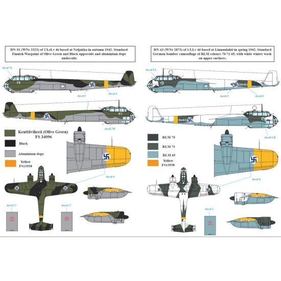 Sbs D72010 1/72 Decal For Dornier Do-17z In Finnish Service Wwii