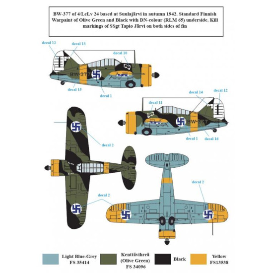 Sbs D72012 1/72 Decal For Brewster Model 239 In Finnish Service