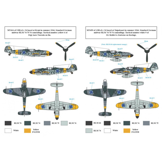 Sbs D72013 1/72 Decal For Messerschmitt Bf-109g-6 In Finnish Service