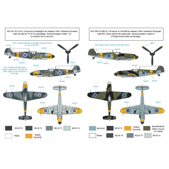 Sbs D72014 1/72 Decal For Messerschmitt Bf-109g-2 In Finnish Service