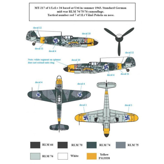 Sbs D72014 1/72 Decal For Messerschmitt Bf-109g-2 In Finnish Service