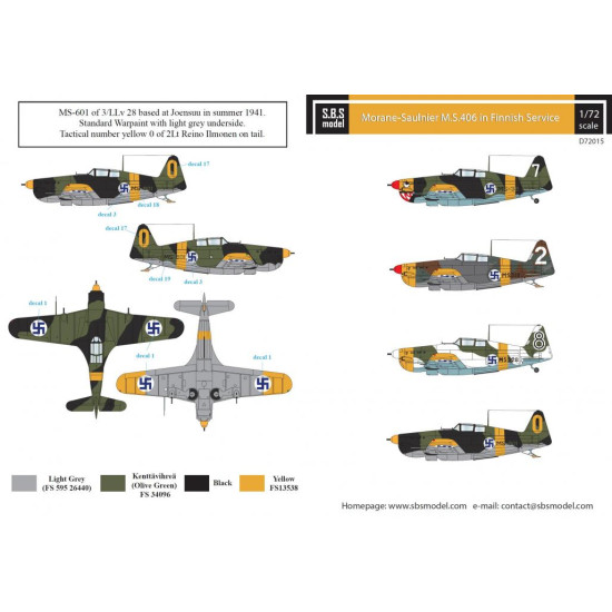 Sbs D72015 1/72 Decal For Morane-saulnier M S 406 In Finnish Service