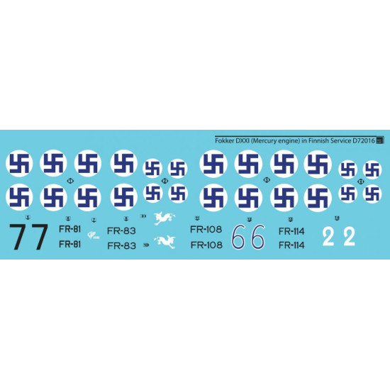 Sbs D72016 1/72 Decal For Fokker D Xxi Mercury Engine In Finnish Service