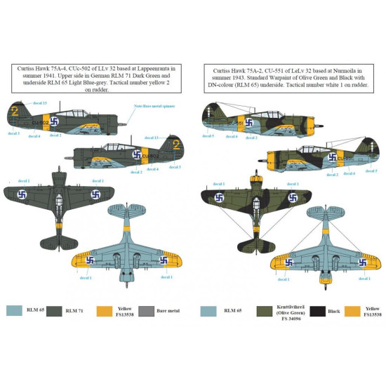 Sbs D72018 1/72 Decal For Curtiss Hawk 75a In Finnish Service