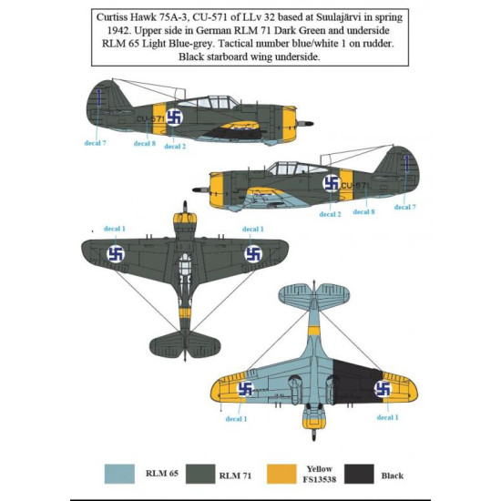 Sbs D72018 1/72 Decal For Curtiss Hawk 75a In Finnish Service