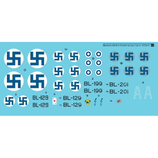 Sbs D72019 1/72 Decal For Bristol Blenheim Mk Iv In Finnish Service Sbs D72019 1/72 Decal For Bristol Blenheim Mk Iv In Finnish Service