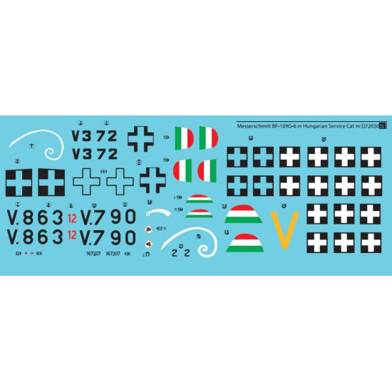 Sbs D72020 1/72 Decal For Messerschmitt Bf-109g-6 In Hungarian Service Vol I