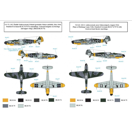 Sbs D72020 1/72 Decal For Messerschmitt Bf-109g-6 In Hungarian Service Vol I