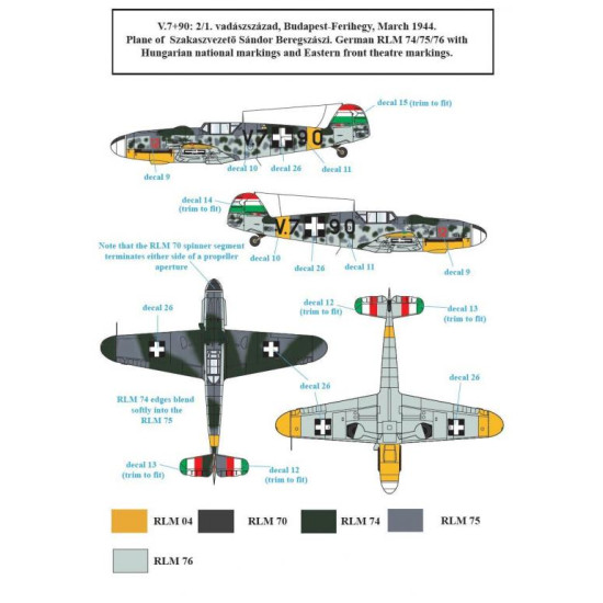 Sbs D72020 1/72 Decal For Messerschmitt Bf-109g-6 In Hungarian Service Vol I
