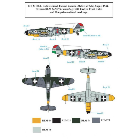 Sbs D72021 1/72 Decal For Messerschmitt Bf-109g-6 In Hungarian Service Vol Ii