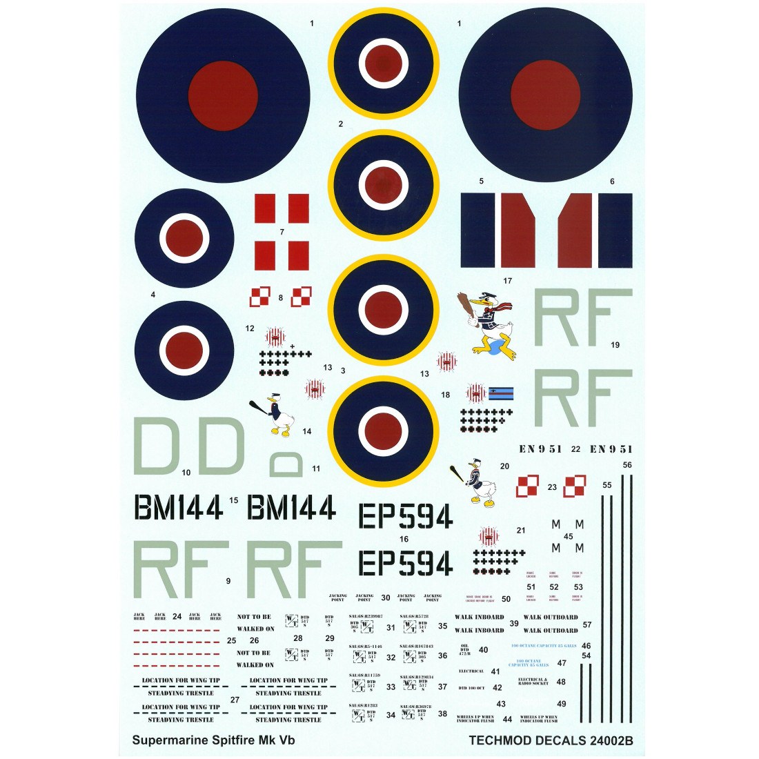 Techmod 24002 1/24 Supermarine Spitfire Mk VB British RAF fighter wet decal