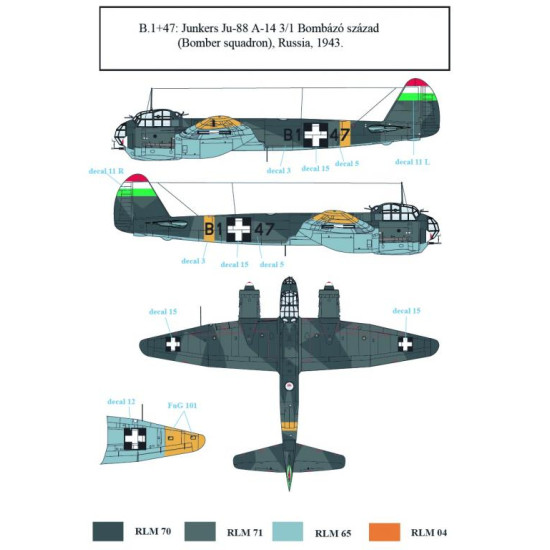 Sbs D72022 1/72 Decal For Junkers Ju-88 In Hungarian Service Ww Ii