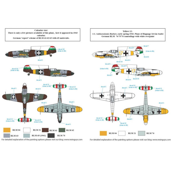 Sbs D72024 1/72 Decal For Messerschmitt Bf-109f In Hungarian Service Vol I