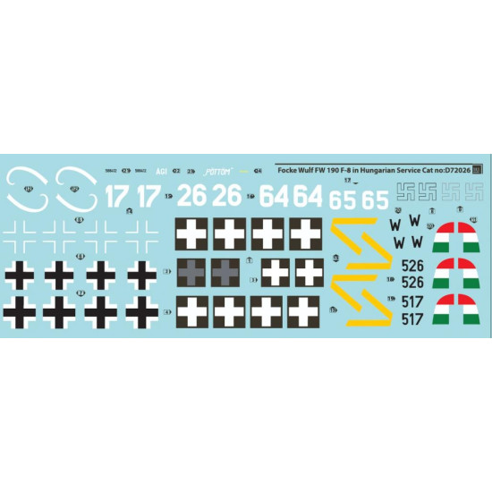 Sbs D72026 1/72 Decal For Focke-wulf Fw-190 F-8 In Hungarian Service