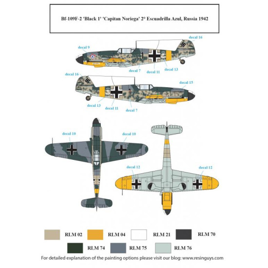 Sbs D72034 1/72 Decal For Messerschmitt Bf-109f In Spanish Service