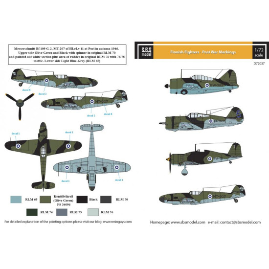 Sbs D72037 1/72 Decal For Finnish Fighters - Post War Markings