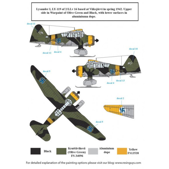 Sbs D72038 1/72 Decal For Westland Lysander In Finnish Service Ww Ii