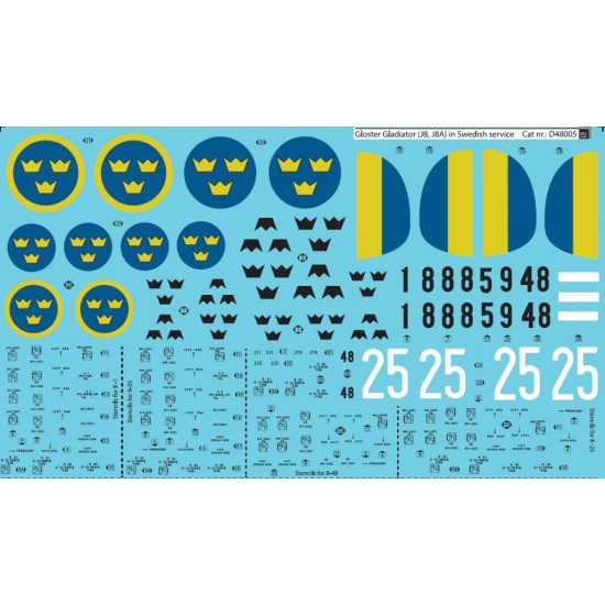 Sbs D48005 1/48 Decal For Gloster Gladiator In Swedish Service Vol I
