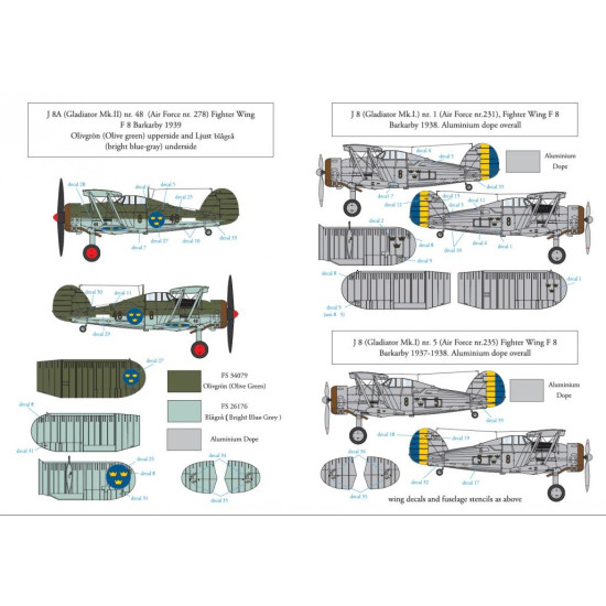 Sbs D48005 1/48 Decal For Gloster Gladiator In Swedish Service Vol I