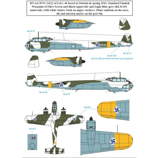 Sbs D48010 1/48 Decal For Dornier Do-17z In Finnish Service Wwii Sbs D48010 1/48 Decal For Dornier Do-17z In Finnish Service Wwii