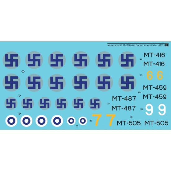 Sbs D48013 1/48 Decal For Messerschmitt Bf-109g-6 In Finnish Service