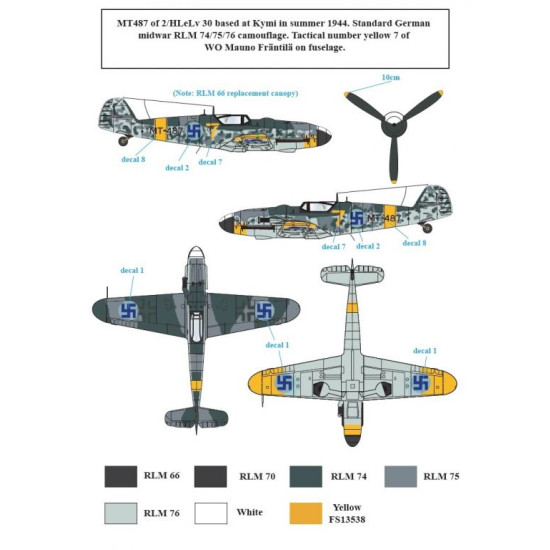 Sbs D48013 1/48 Decal For Messerschmitt Bf-109g-6 In Finnish Service