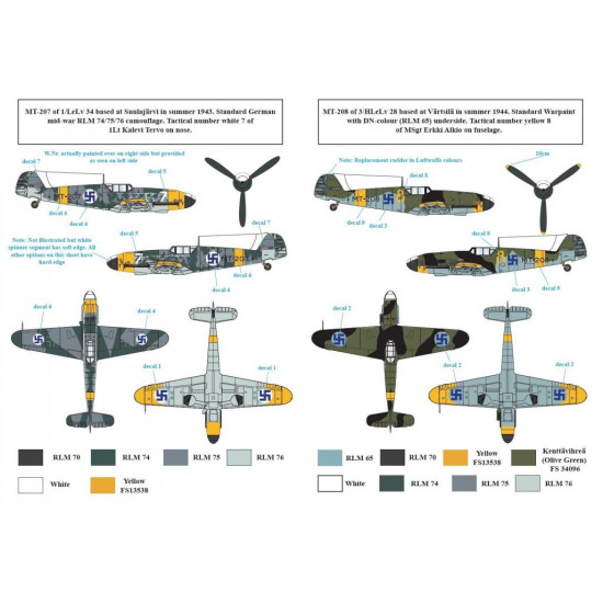 Sbs D48014 1/48 Decal For Messerschmitt Bf-109g-2 In Finnish Service