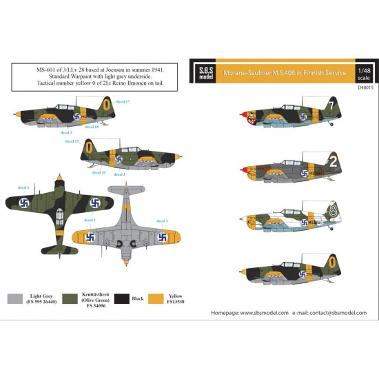 Sbs D48015 1/48 Decal For Morane-saulnier M S 406 In Finnish Service