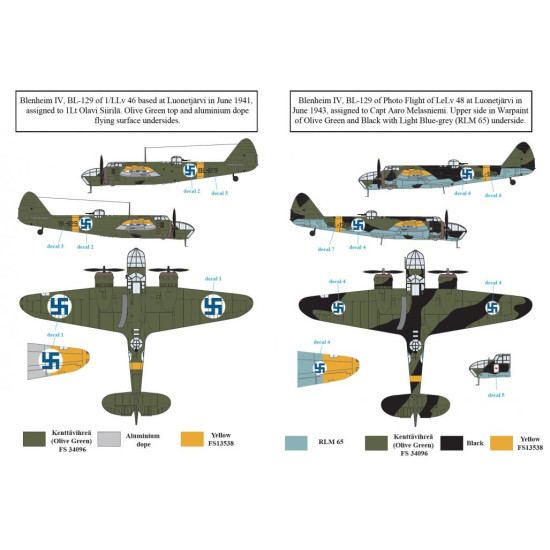 Sbs D48019 1/48 Decal For Bristol Blenheim Mk Iv In Finnish Service