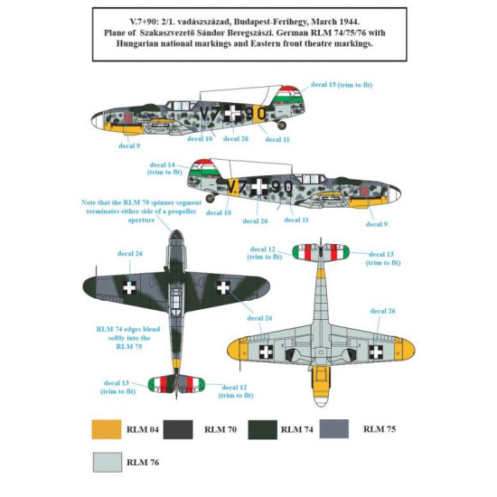 Sbs D48020 1/48 Decal For Messerschmitt Bf-109g-6 In Hungarian Service Vol I