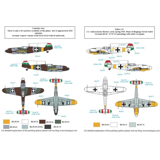 Sbs D48024 1/48 Decal For Messerschmitt Bf-109f In Hungarian Service Vol I