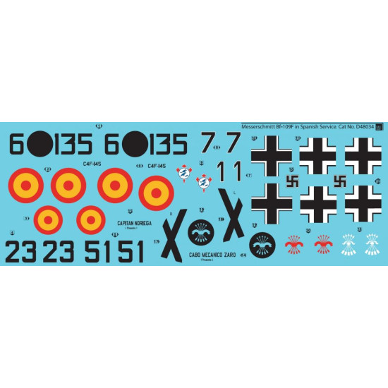 Sbs D48034 1/48 Decal For Messerschmitt Bf-109f In Spanish Service