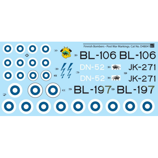 Sbs D48041 1/48 Decal For Finnish Bombers Post War Markings