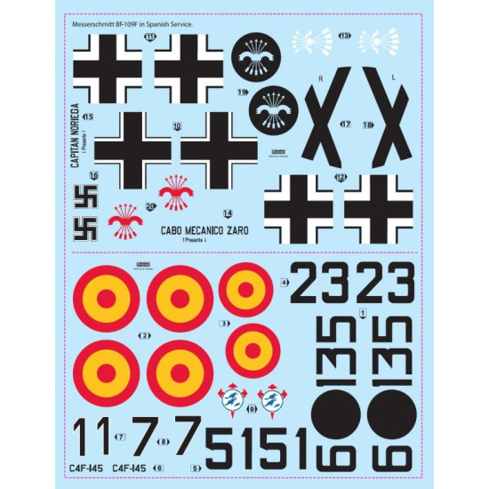 Sbs Buc-32007 1/32 Decal For Messerschmitt Bf-109f In Spanish Service